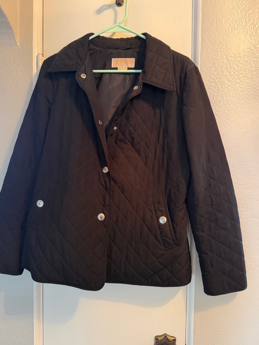 Michael Kors Quilted Black Women's Jacket - Classic Button Front
